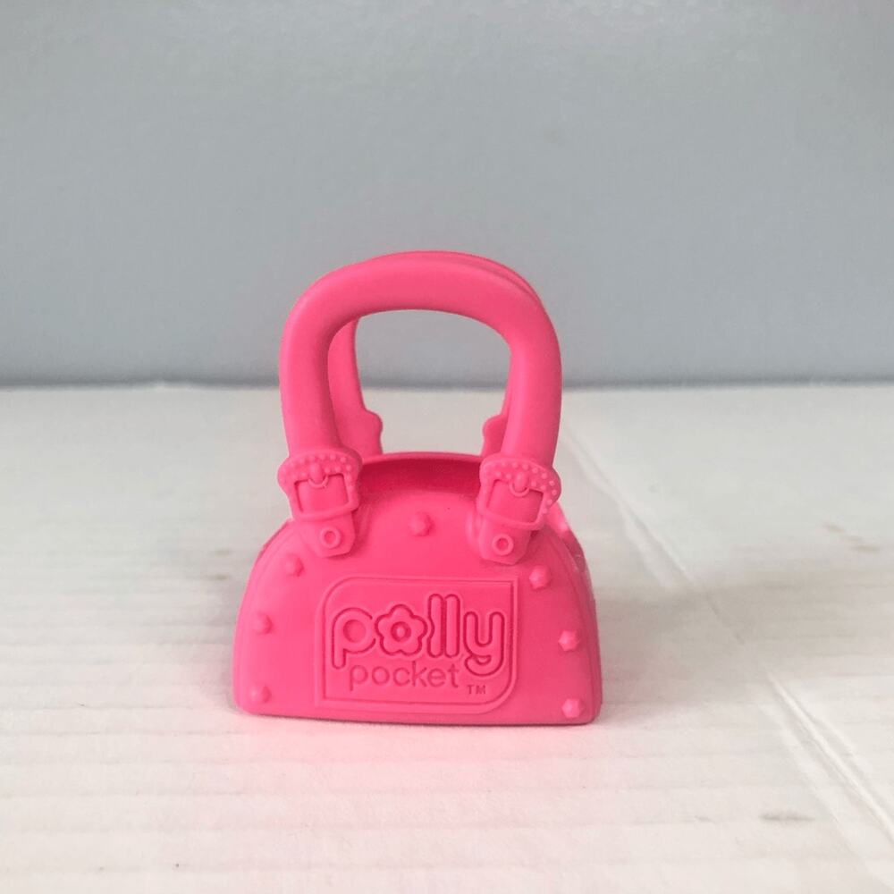 polly pocket pink purse tote bag plastic tote carrier doll accessories 2 inch